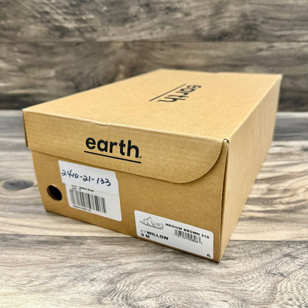 NIB Earth Willow 9M Leather Comfort Cork Wedge Slide Sandals Medium Brown - Picture 10 of 10